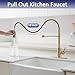 VOTON Kitchen Faucets with Pull Out Sprayer Commercial Spring Sink Faucet Stainless Steel Brushed Gold Pull Down Single Handle Farmhouse faucets with Deck Plate for Camper Laundry Utility Rv Wet Bar