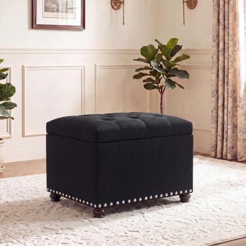 Image of Joveco 24 inch Ottoman with Storage,Fabric Tufted Storage Ottoman with Legs