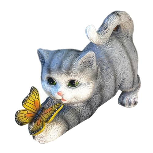 Garden Statue Cats Solared Light Ornament For Backyard Patio Decors Garden Decorative Statue Solar Lamp Cats Figurine Statue