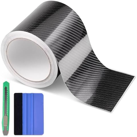 Arespark 6D Carbon Fiber Vinyl Tape, Car Door Edge Guards Sill Protector Window Blackout Trim Chrome Delete Vinyl Wrap, Automotive Anti-Scratch Vinyl Film with Free Tool Kit (4 Inch x 30 Feet) Cover