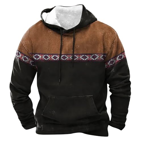 Men's Western Vintage Sweatshirts Aztec Printed Hoodies African Dashiki Pocket Graphic Pullover Sweaters Tops 2025