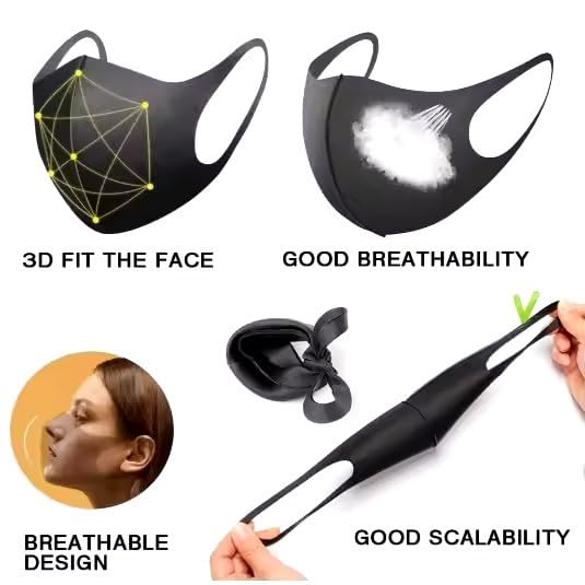 Image of Washable and Reusable Face Mask, UV Protection and Antibacterial, Stretchable Material, Allergy Free and Splash Resistant Protective Face Cover