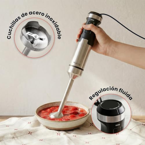 Miniatura 4 de Huslog Blend Flex 1500w Batidora De Mano Batidora De Acero Inoxidable Con 20 Velocidades Y Función Turbo, Incluye Un Vaso Medidor De 600 Ml Batidora De Mano Para Batidos Y Sopas