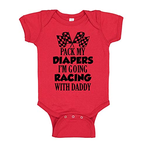 Pack My Diapers I'm Going Racing With Daddy Racing Baby One Piece or Toddler T-Shirt