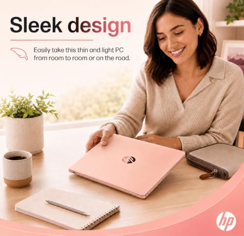 Image of HP Ultrabook Laptop, 8 GB RAM, Intel 4‑Core,1‑Year Microsoft 365, Fast Charge, WiFi 6, Win11 Home, No Mouse, Rose Gold