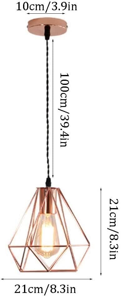 Lámpara colgante de interior moderna oro rosa con forma de diamante 6