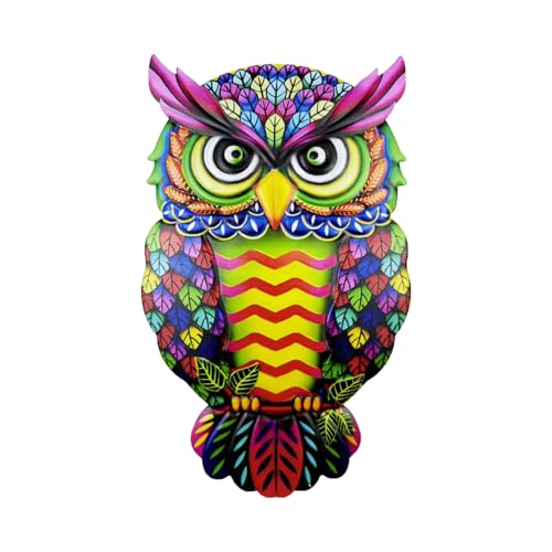 GIEEU Décoration murale hibou en métal, Art mural hibou décor, Décoration suspendue colorée pour jardin, patio, porche, porte
