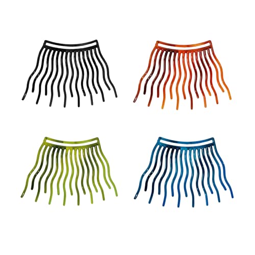 Image of Sanas French Comb (4 Pcs) Hair Clips For Women Side Comb Set For Bun, Juda Accessories For Women Hair Comb Clips, Hair Fork Stylish Hair Slides (Trendy Multi Colour Pack) (4 Pcs)