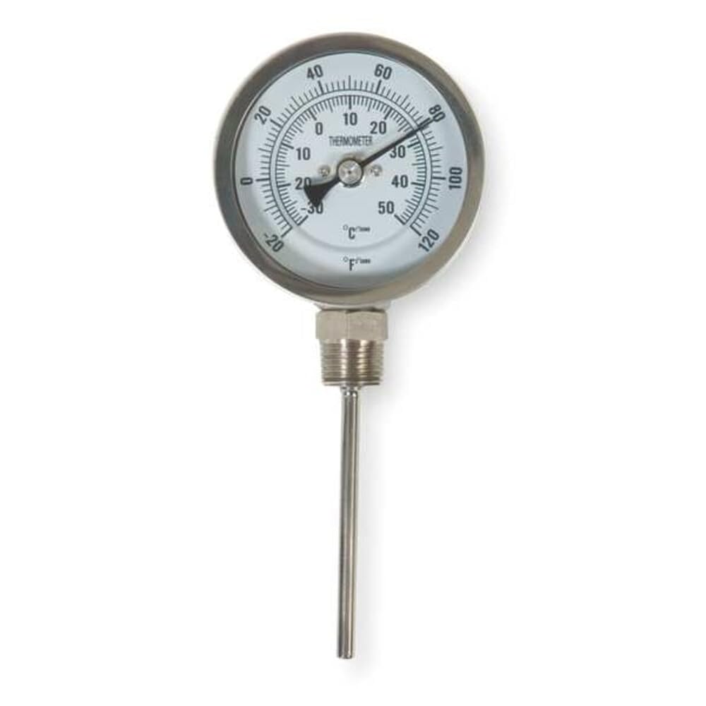 Bimetal Thermom, 3 in Dial, -20 to 120F