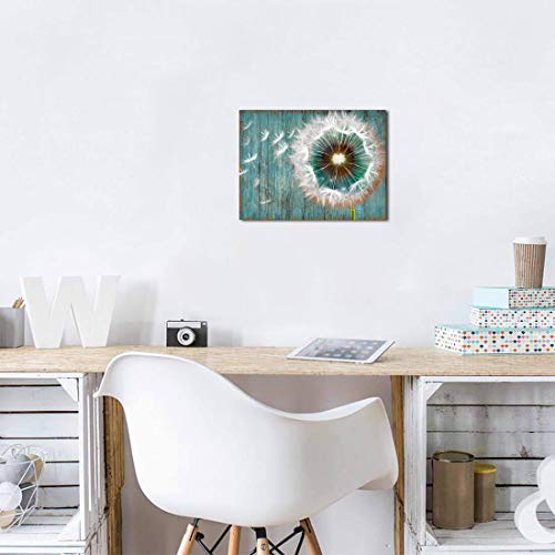 Canvas Wall Art For Rustic Home Decor White Dandelion Green Driftwood Theme Country Wall Decor For Bathroom Bedroom Modern Canvas Prints Artwork For Kitchen Wall Decoration Size 12X16 Inches #TOP4