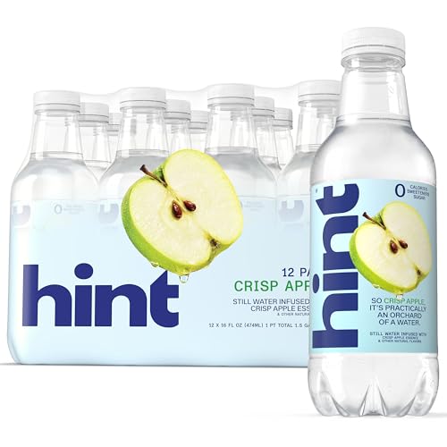 Hint Fruit-Infused Bottled Water, Crisp Apple - Sugar Free Flavored Water with Zero Calories, Naturally Flavored, and No Artificial Sweeteners - 16 Fl Oz (Pack of 12)