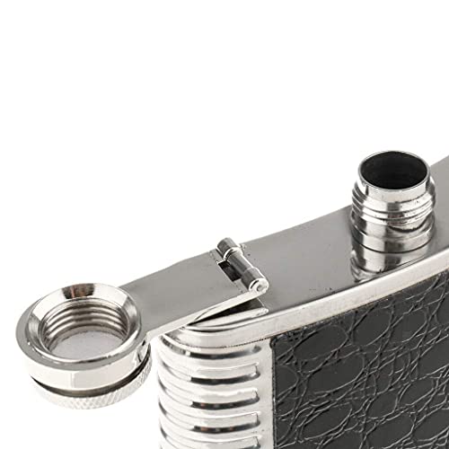 Image of Stainless Steel Hip Flask for Men & Women 8oz (236ml) - Whisky Flask Vodka Alcoholic Liquor Holder with Funnel Drinks Pocket Carrying Case - Leakproof Travel Flasks for Drinks, (Silver & Black)