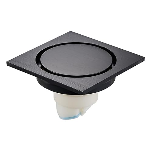 Floor Drain 4’ Tile Insert Square Floor Waste Grates Bathroom Shower Drain Brass Invisible(Black)