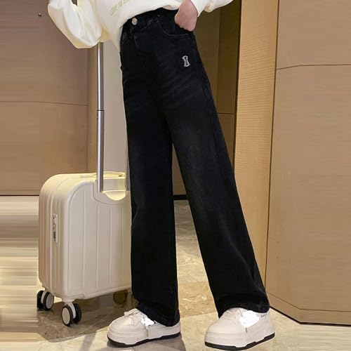 Little Kids Girls Stacked Jeans Raw Hem Flare High Waist Aesthetic Baggy Pants Butt Lifting Clothes for Girls 10-12 Jeans2