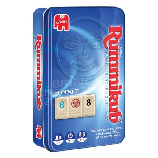 HCM Kinzel Rock die Röhre – Denkspiel Geschicklichkeitsspiel Strategiespiel 55114 2 Jumbo Spiele Original Rummikub Kompakt in Metalldose - der Spieleklassiker unter den Gesellschaftsspielen für unterwegs - für Erwachsene und Kinder ab 7 Jahren