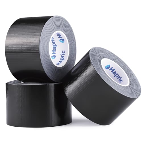 Hapric 3 Rolls Black Duct Tape 48mm x 18m Gaffer Tape Heavy Duty Tape Waterproof for Indoor and Outdoor Repairing Sealing General Purpose