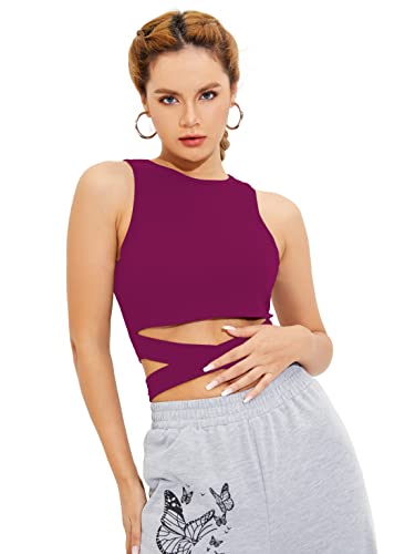 Image of Shasmi Women's & Girl's Black and Orange Solid Ribbed Round Neck Collarless Sleeveless Slim Fit Lace Up Tank Tops (Top 45)