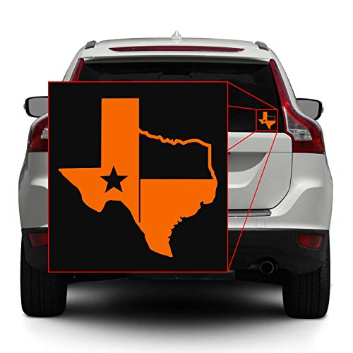Image of TX Flag Shaped Like Texas [Pick Color] Vinyl Transfer Sticker for Laptop /Car /Truck /Window /Bumper (10 inch x 10 inch, Orange)