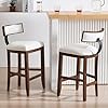 White bar stools set of 2 265 pu leather counter height barstools farmhouse island countertop bar chairs with curved backresthardwood frame for kitchen island dining room  urban country home decor