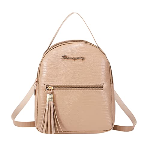 Backpack New Pattern Fashion Retro Tassel Decoration Practical Large Capacity Zipper Backpack Hiking Backpack for, Beige, One Size, Rucksack Backpacks