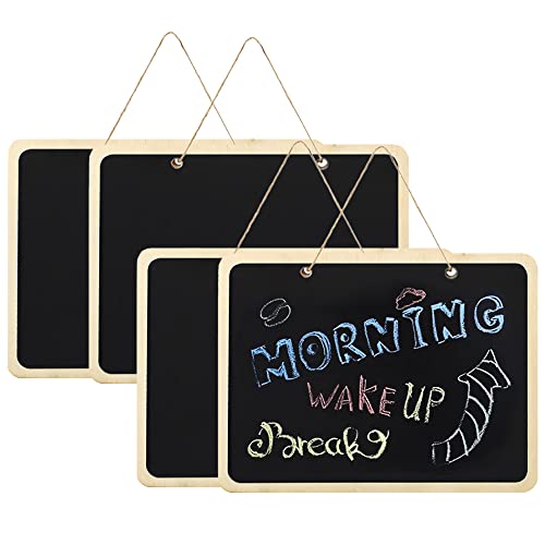 SKLO 4 Stück Mini Kreidetafel Schilder, Löschbar Memotafel, Mini Tafel Schilder, Tafelschild hängen, Kreidetafel klein, Kleine Tafeln Holzschilder , Notizschild für Laden, Bar, Cafe, 16 x 12 cm, 123 Cover
