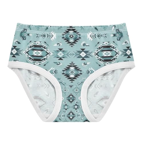 Geometric Tribal Teal Toddler Girls Panties, Girls Briefs, 2T–8 Years