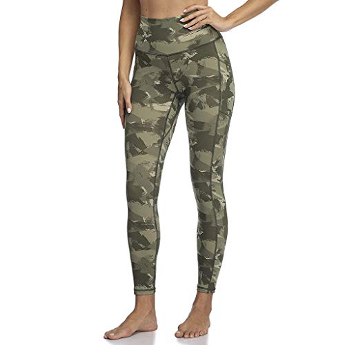 ASHOP Pantalones para Mujer,Pantalones Deportivos de Yoga de Cintura Alta para Mujer Bolsillo de Polainas con Estampado de Camuflaje (Verde,L)