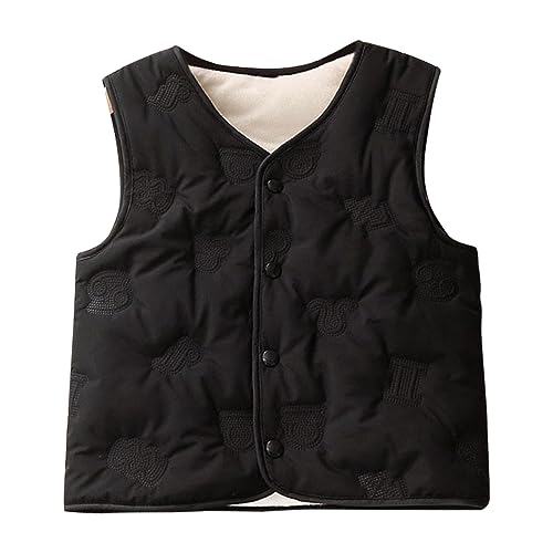 Betadog Unisex Baby Cotton Warm Vests Baby Warm Jacket Cotton Vest, Unisex Infant Toddler Padded (Black, 12-18 Months)