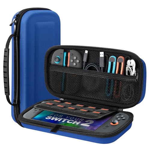 Image of TiMOVO Carrying Case for Nintendo Switch 2 (2025),Dark Blue | Large Capacity, Hard Shell Protective, 10 Game Card Slots, Pockets for Console & Accessories, Portable Travel Pouch