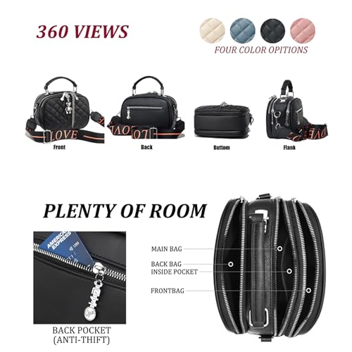 PORT&LOTUS Small Anti Theft Quilted Crossbody Purses for Women Pockets Zipper Shoulder Bags for Women4