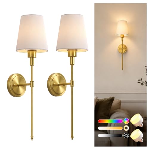 Image of Battery Operated Wall Sconce: Set of 2 Wireless Wall Light 12000mAh