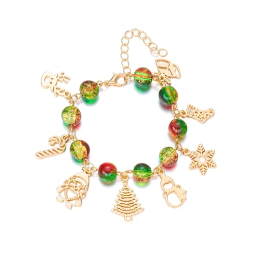 Bracelets en perles de cristal pour fête de Noël et réveillon élégant avec charms flocon