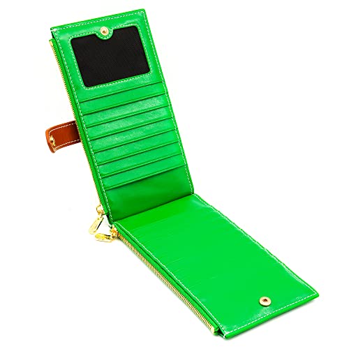 ANDOILT Women's Genuine Leather Wallet RFID Blocking Credit Card Holder Zipper Purse Cell Phone Handbag3