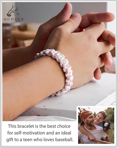 HGDEER Baseball Bracelet, Adjustable Braided, Baseball Basketball Gifts for Teens, Teams, Son, Grandson Brother2