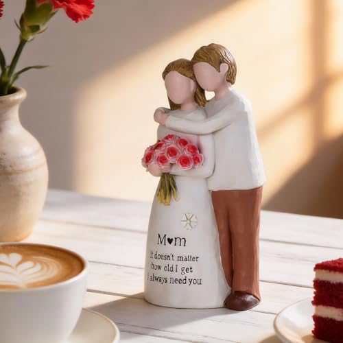 Figura decorativa madre e hijo en resina pintada a mano miniatura 4