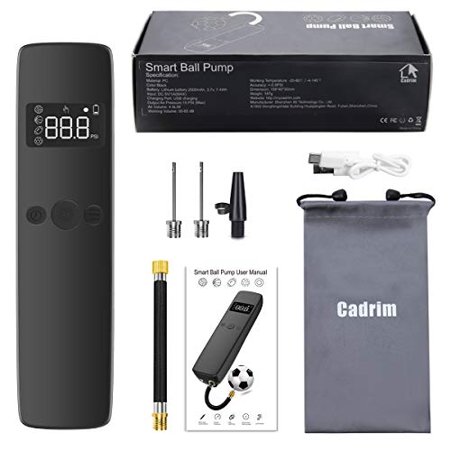 Cadrim Electric Ball Pump, Smart Ball Inflator and Handheld Air Inflation with 2 Needle and 1 Nozzle for Basketball Football Volleyball Rugby - Thumbnail 6