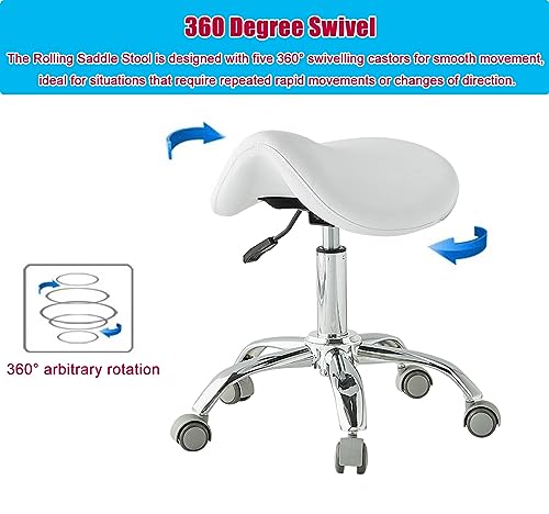 Tabouret roulant facile contre le mal de dos avec assise de selle réglable - 6