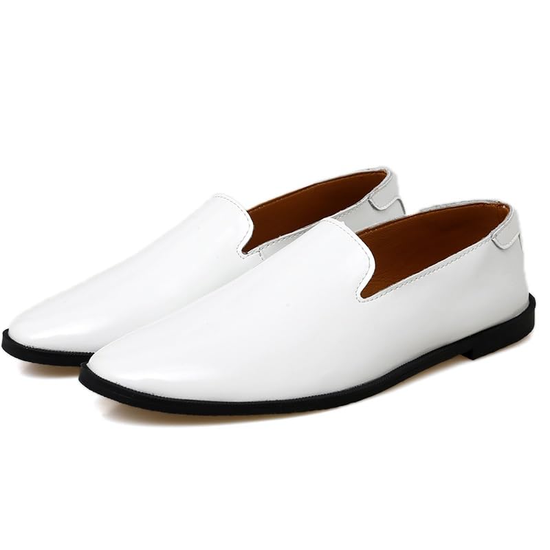 Mens Loafers Shoe Pointed Toe Solid Color PU Leather Smoking Shoes Slip Resistant Flat Heel Lightweight Fashion Walking Slip-ons2