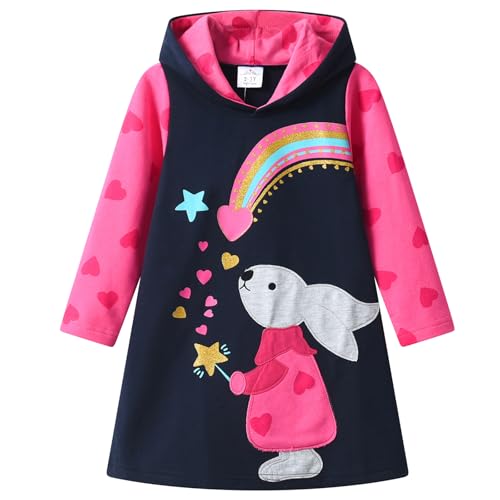 VIKITA Mädchen Kapuzenpullover Kleider Baumwolle Hoodie Herbst Winter...