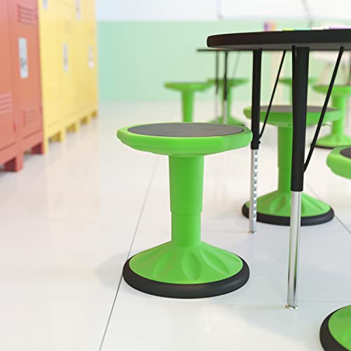 Image of Flash Furniture Carter Adjustable Height Active Learning Stool for Classrooms, Backless Wobble Stool with 360-Degree Swivel, 14 inch - 18 inch H, Green