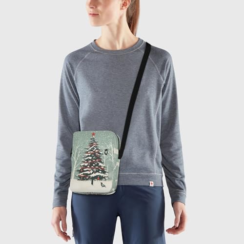 MCHIVER Small Messenger Bag Snowy Christmas Tree Green Crossbody Bag for Men Women Fanny Packs Purse for Office Concert2