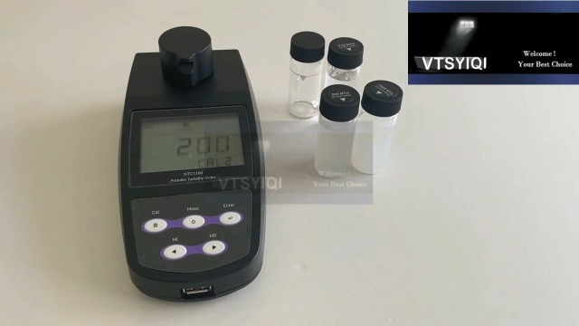 Image of Portable Turbidimeter Turbidity Meter Kit Turbidity Tester with 4 PCS Calibration Solution Vials Range 0~1100 NTU /FNU 0~275 EBC 0~9999 ASBC 2-5 Point Calibration 100 Groups Storage USB Interface