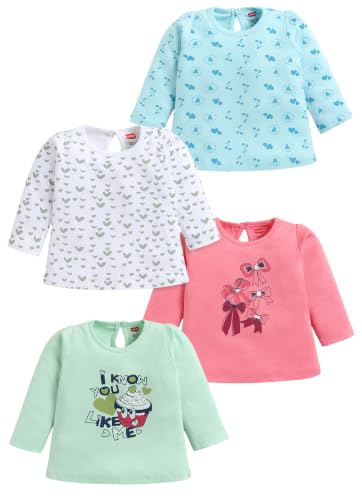 Image of LuvLap Baby Girls 100% Cotton Full Sleeve Girls Top Pack of 4