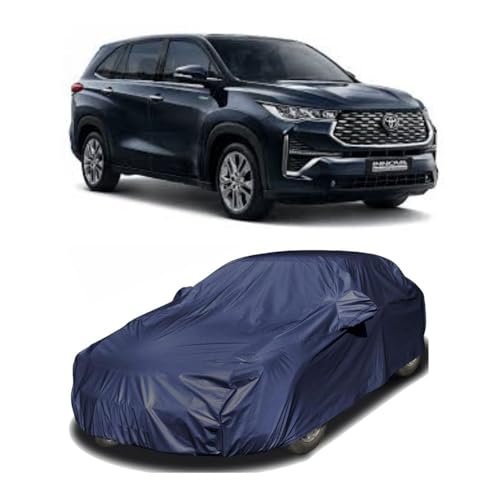 Image of Car Body Cover Compatible with Toyota Innova Hycross | Water, Dust & UV Protection | Mirror Pockets | Elastic Grip | Triple Stitch Innova Car Cover (Blue)