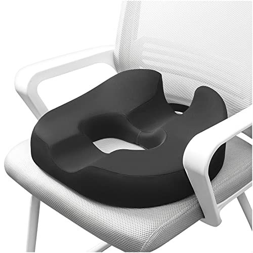 ZHOOGE Sitzkissen Orthopädisch Sitzring Hämorrhoiden Steißbein Kissen, Donut Sitzring Steißbein Entlastung für Auto, Sofa, Büro & Rollstuhl, 15 Inches Black Cover