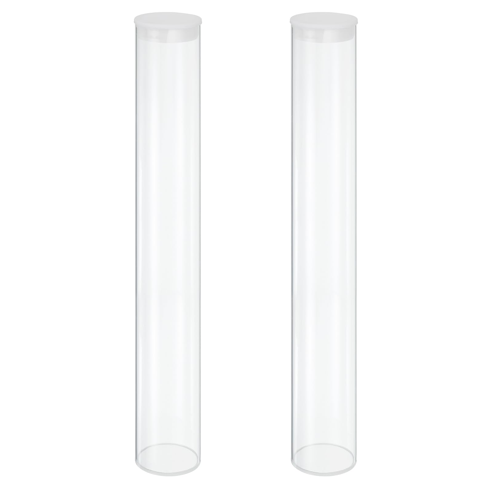 MECCANIXITY Transparent Plastic Storage Tubes, 2 1/2" x 16"(63x400mm) Polycarbonate Clear Rigid Round Storage Tubing with Black Lid, 2 Set