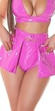 Avant ouvert Koucla Glossy Cover-up Gogo Mini jupe taille haute aspect latex, Rose, 42