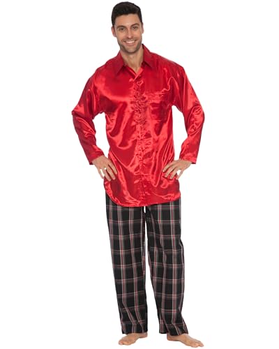 Haut de pyjama en satin rouge pour homme Intimo avec poche en taille M
