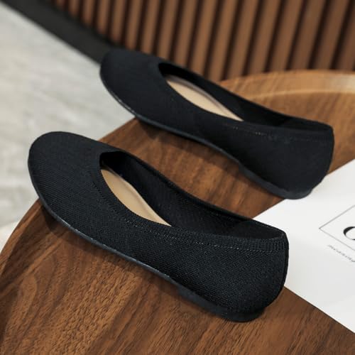Ataiwee Women's Wide Width Flat Shoes - Fashionable Soft Knit Breathable Slip-on Ballet Flats.3