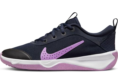 Nike Omni Multi-Court Big Kids' Indoor Court Shoes (DM9027-401, Obsidian/White/Rush Fuchsia) Size 5